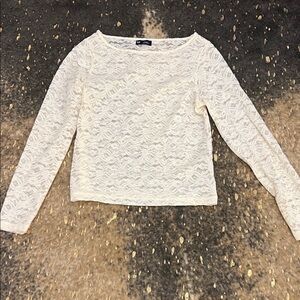 GAP women’s LG Elegant Lace Long Sleeve Top - Cream